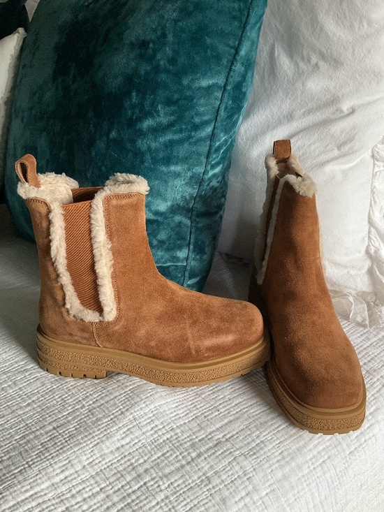 Diba True Shoes - Diba True Suede Leather Sherpa Chelsea Boots